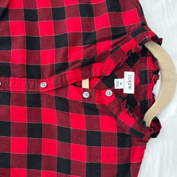 J CREW Buffalo Flannel Blouse Red Plaid Long Sleeve Preppy Buttoned Women’s Sz M - Picture 5 of 9